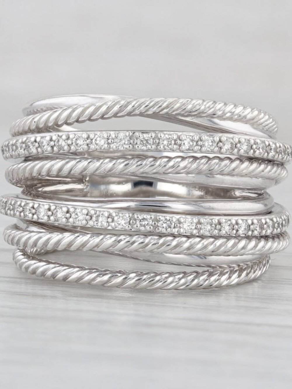 0.30ctw Diamond David Yurman Crossover Ring Sterling Silver Multi-Band Size 9.25